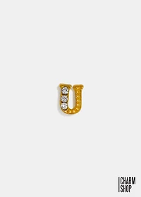 Gold Letter U Locket Charm