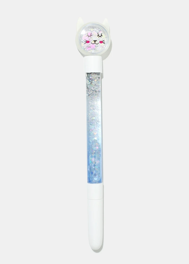 Winter Cat Snow Globe Pen