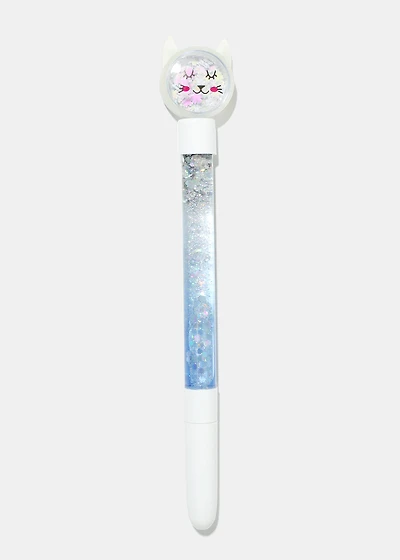 Winter Cat Snow Globe Pen