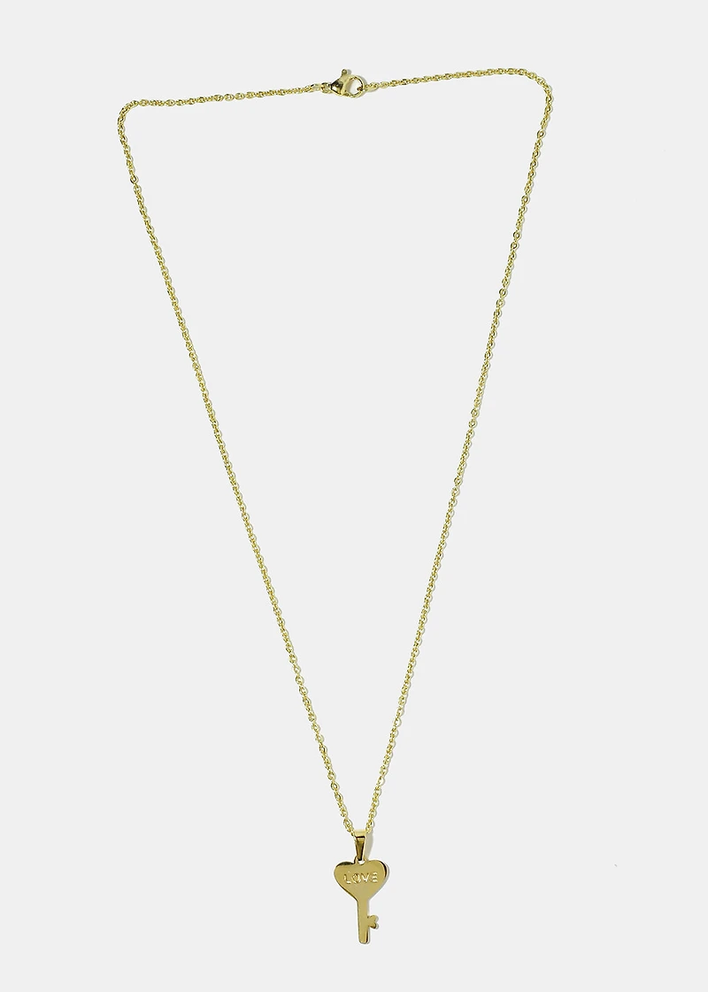 Love Heart Key Necklace