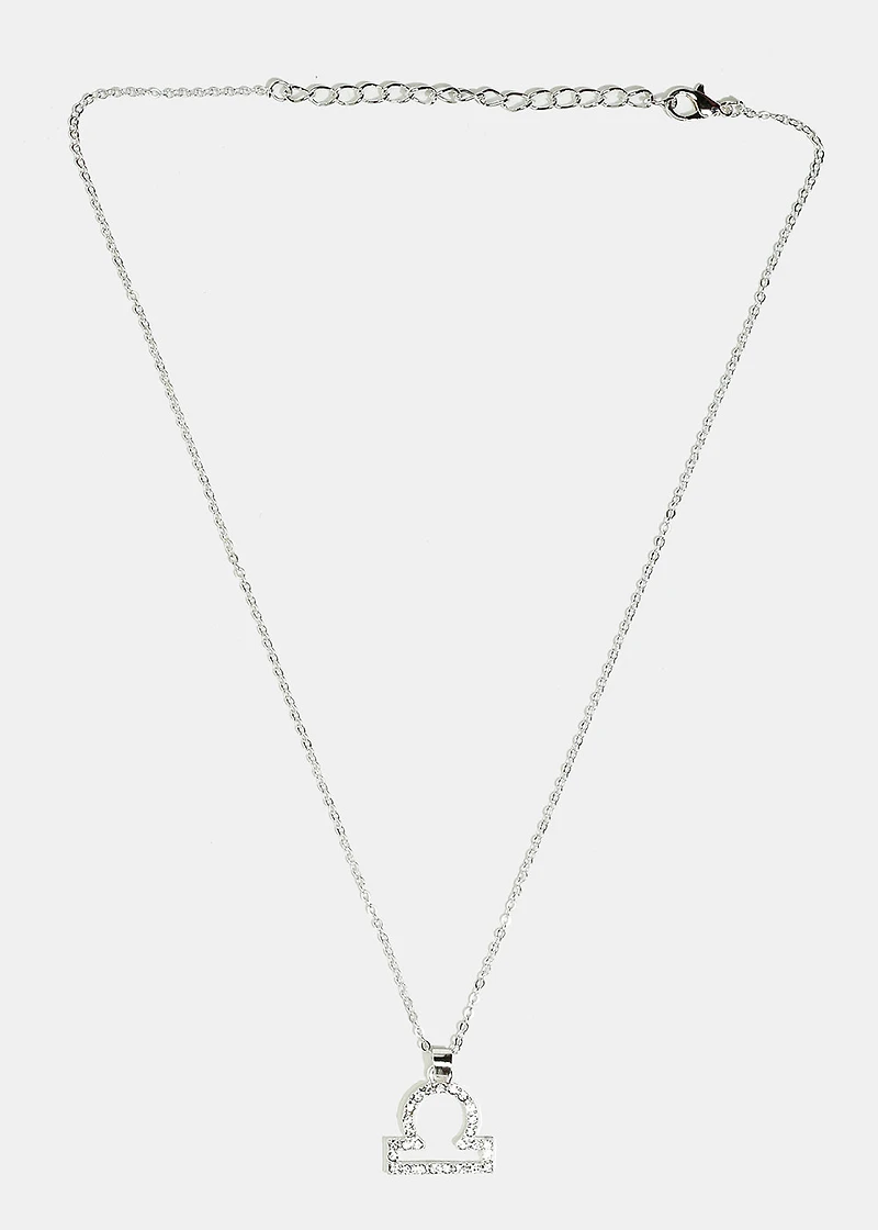 Rhinestone-Studded Libra Necklace