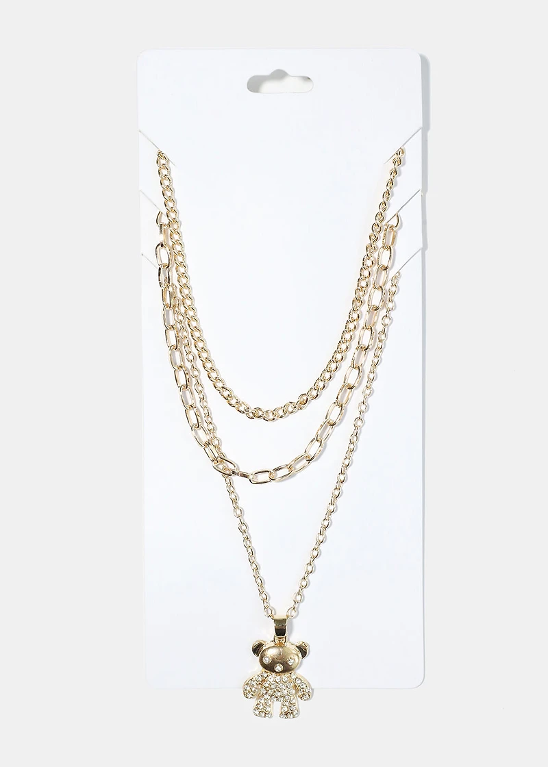 Teddy Bear Layered Necklace