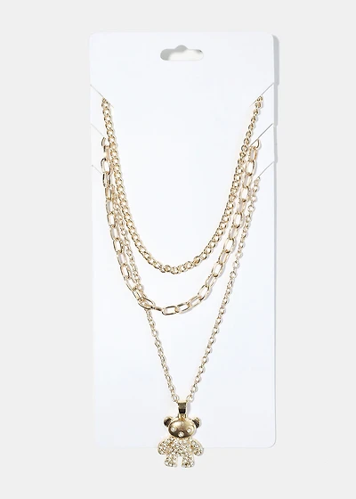 Teddy Bear Layered Necklace