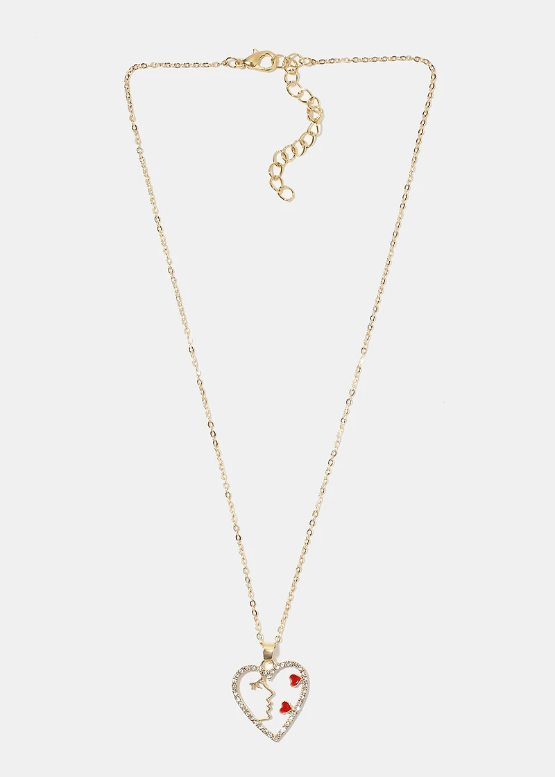 Face Heart Necklace