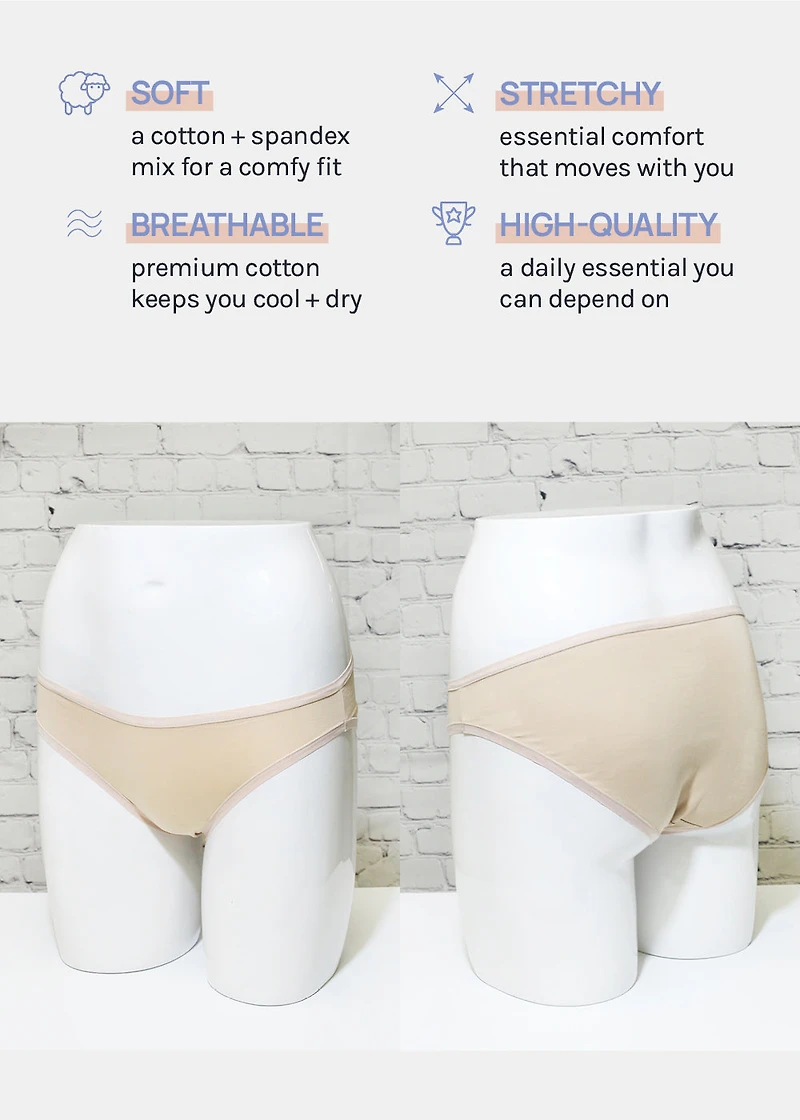 Her. Cotton Stretch Bikini - Nude