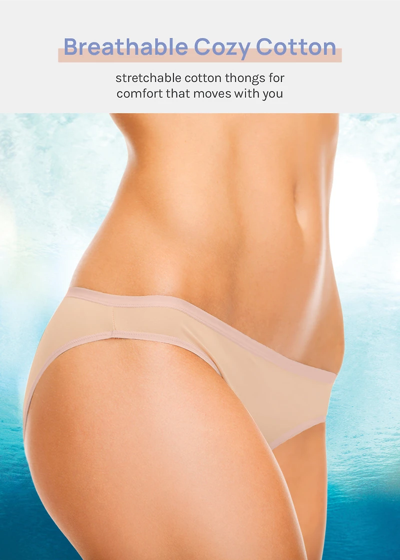 Her. Cotton Stretch Thong - Nude