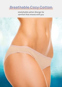 Her. Cotton Stretch Thong - Nude