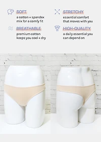 Her. Cotton Stretch Thong - Nude