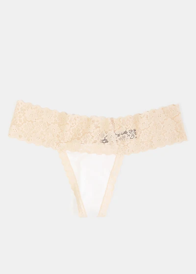 Beige Lace Thong