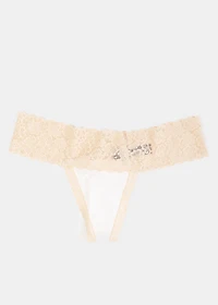 Beige Lace Thong