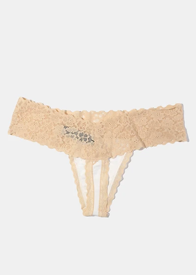 Beige Lace Thong