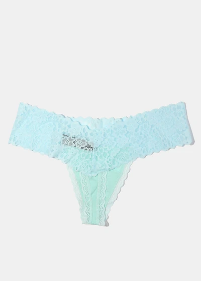 Blue Lace Thong