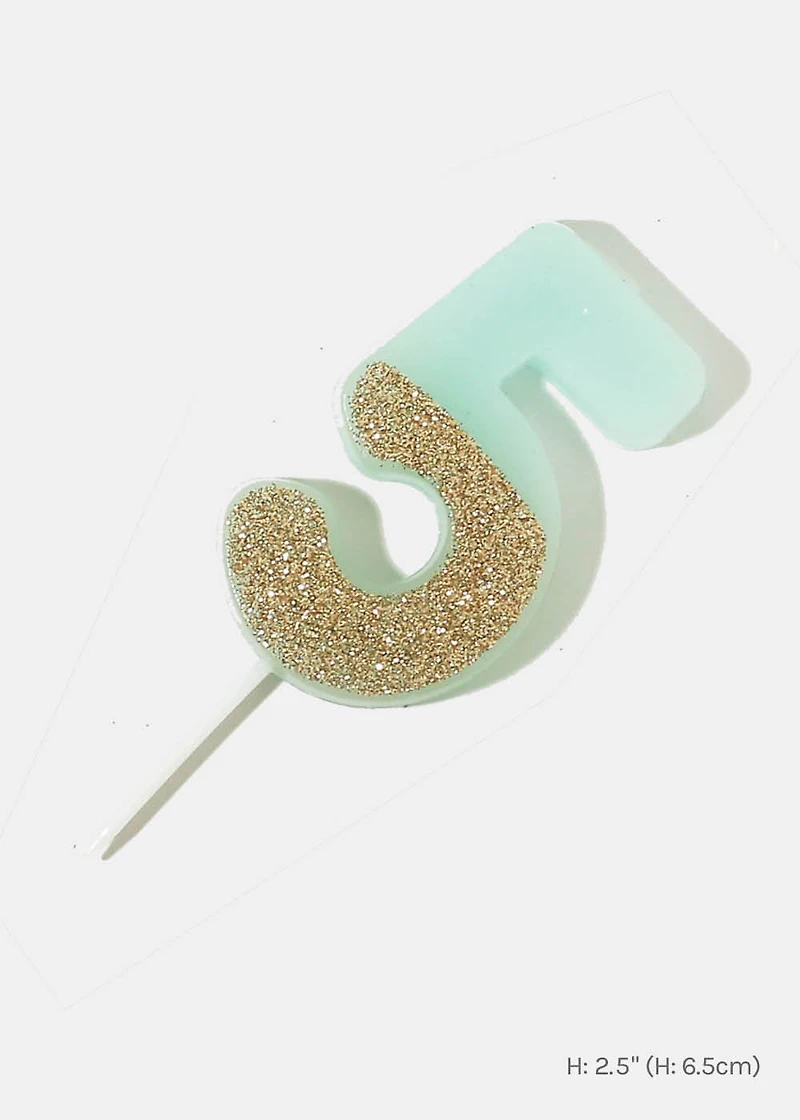Official Key Items Mint Glitter Number Candles