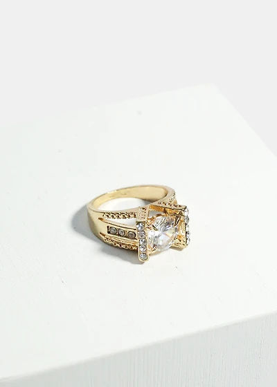 Gemstone & Rhinestone-Studded Ring