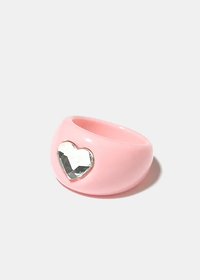 Rhinestone Heart Ring