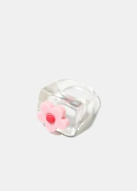 Clear with Flower Squared Ring