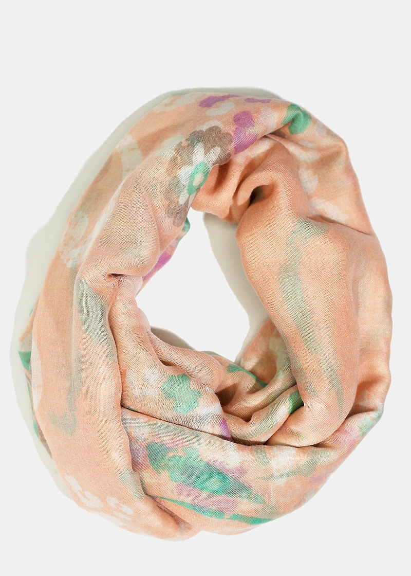 A+ Peach Floral Lightweight Scarf