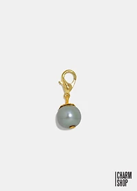 Gold Tone Gray Pearl Dangle Charm