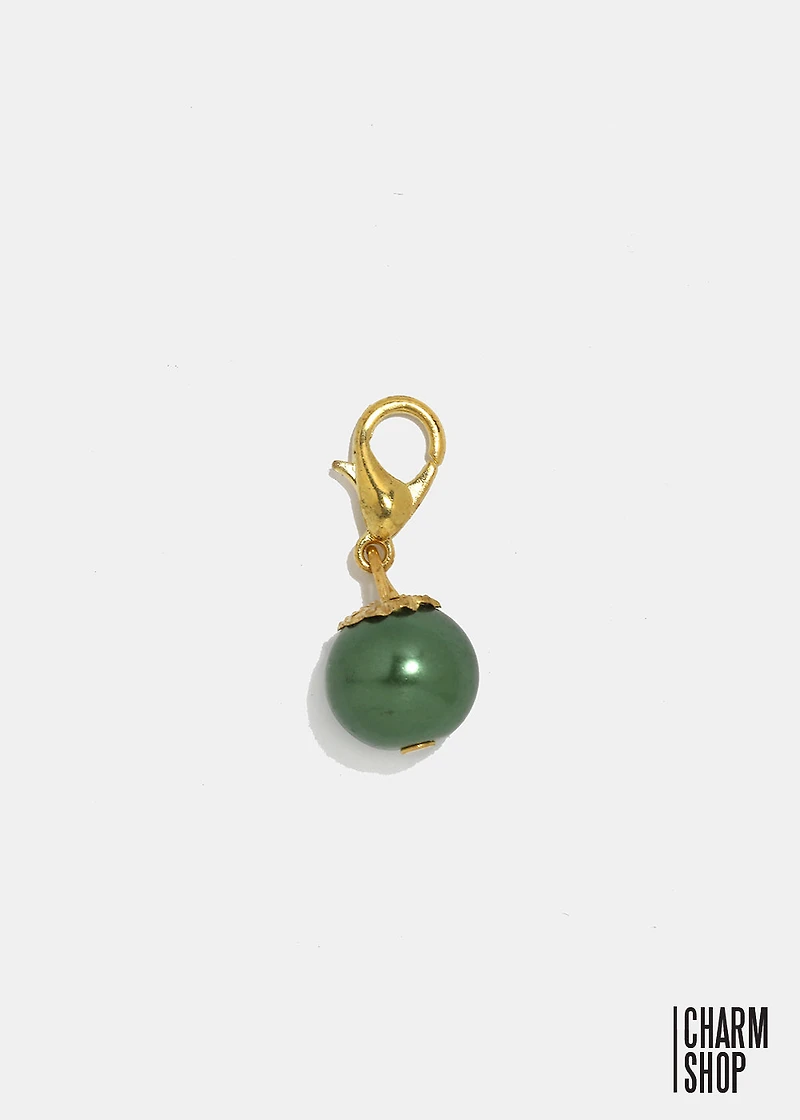 Gold Tone Dark Pearl Dangle Charm