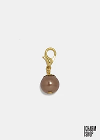 Gold Tone Dark Brown Pearl Dangle Charm