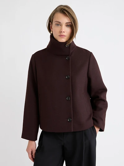 Wool-Blend Funnel-Neck Jacket