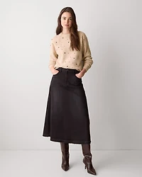 Long-Sleeve Crew-Neck Sweater with Embroidered Pattern