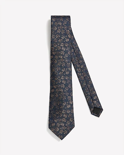 Regular Tie with Floral and Striped Pattern