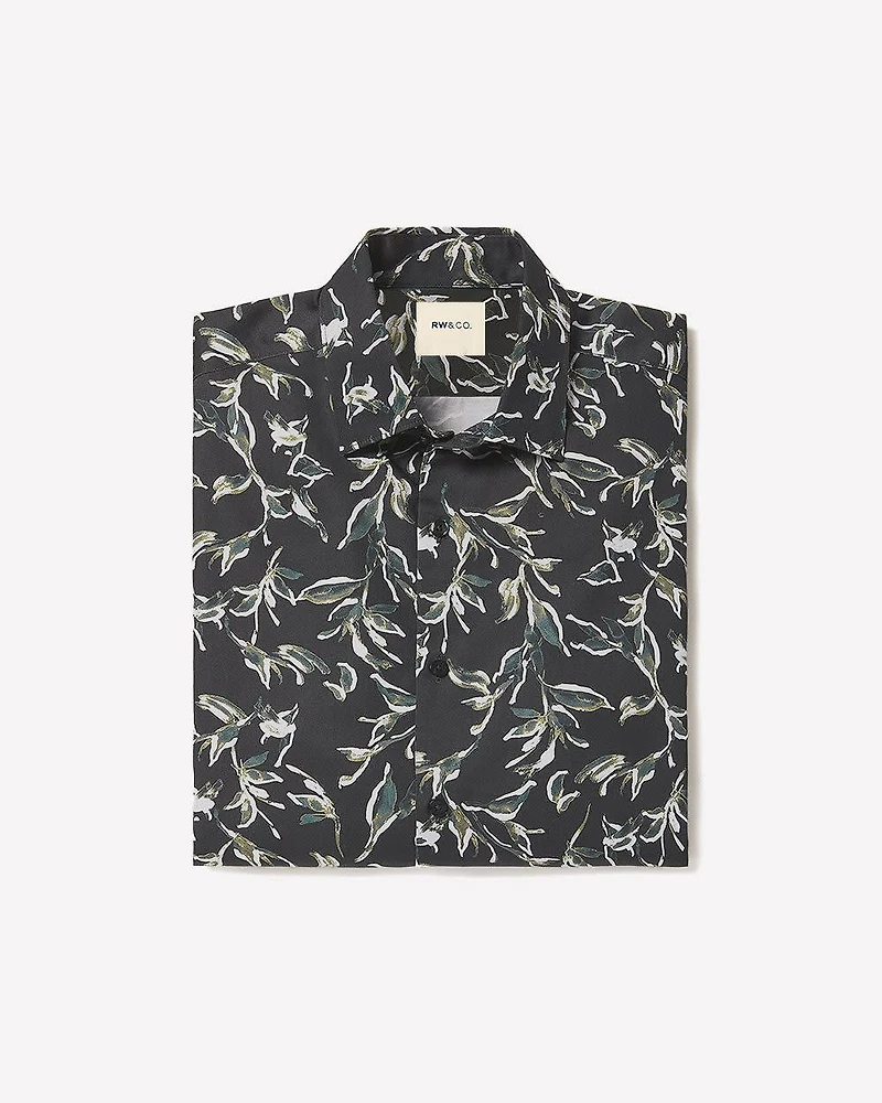 Chemise Habillée à Coupe Ajustée Motif Floral Aquarelle