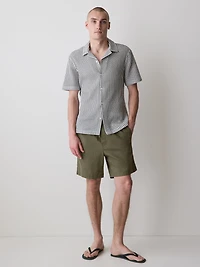 Short en Mélange de Lin à Taille Élastique