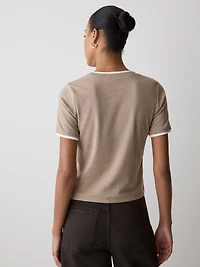 Short-Sleeve Crew-Neck Ribbed Basic Tee
