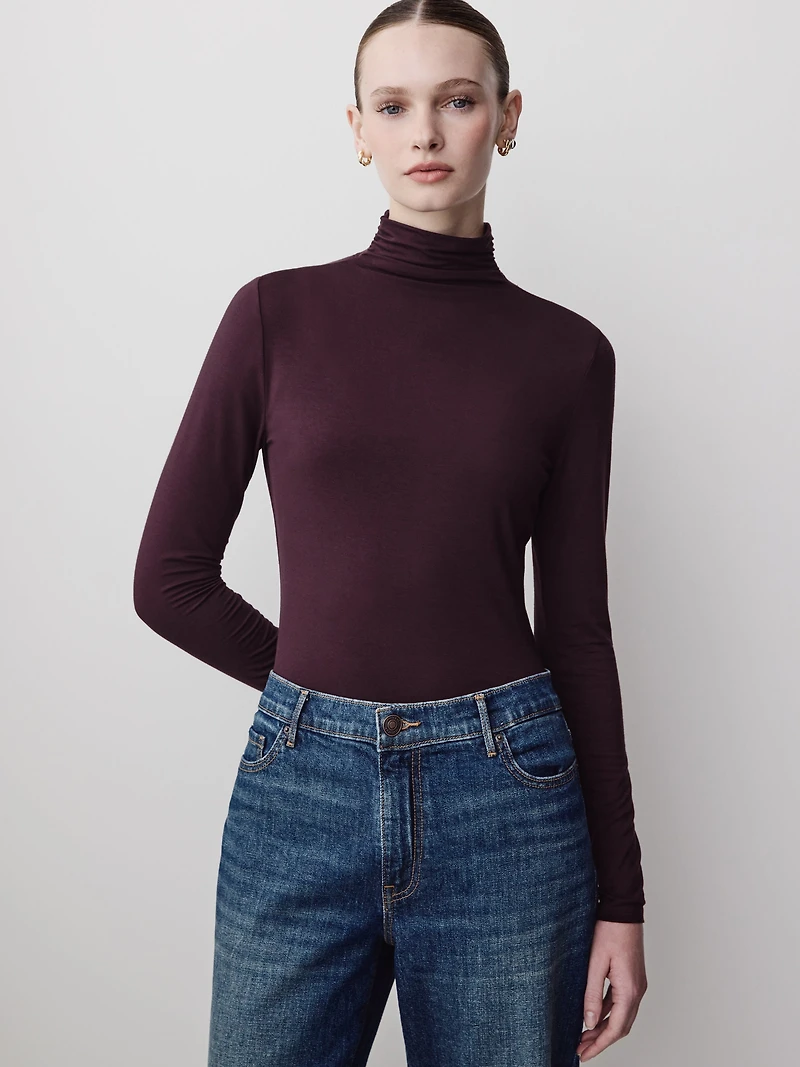 Long-Sleeve Mock-Neck Top