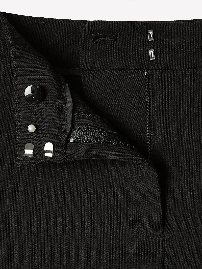 Pantalon en Sergé Épais à Taille Mi-Haute et Jambe Large