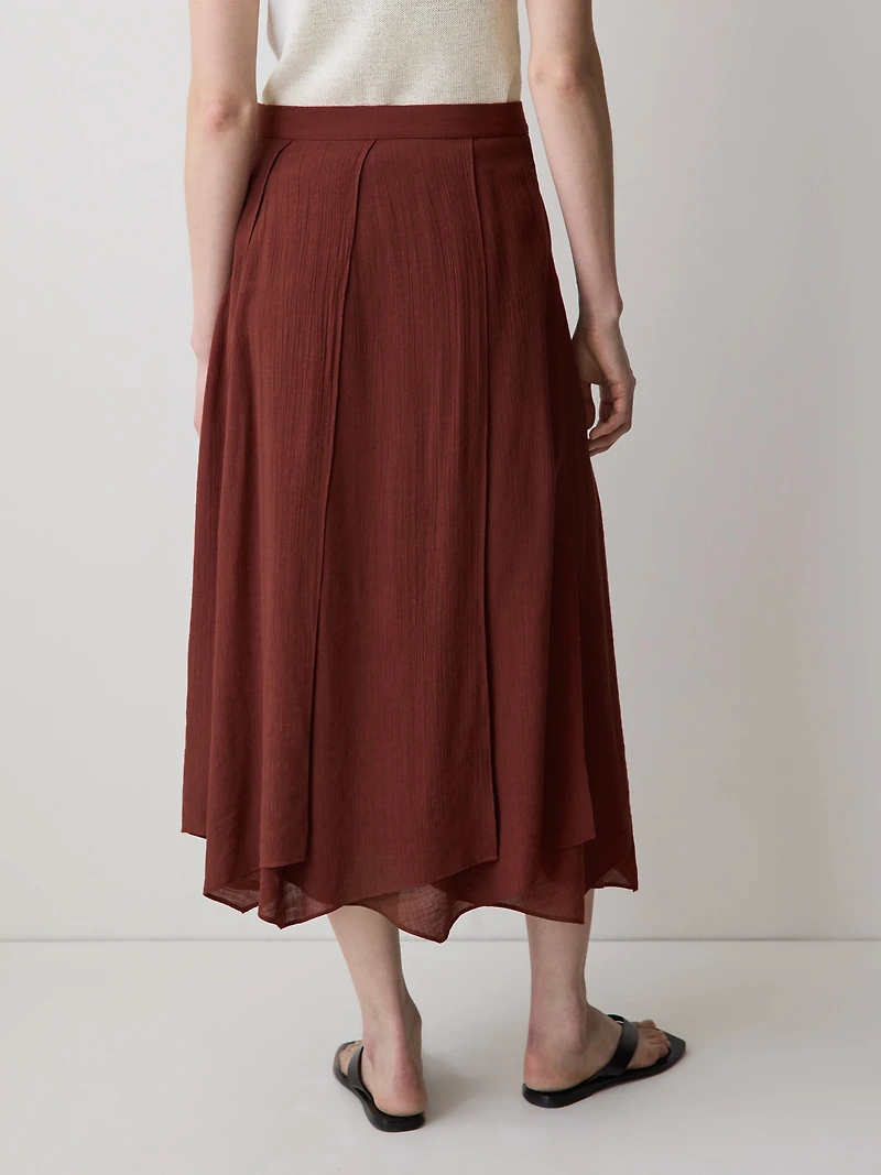 Jupe Midi à Coupe Évasée Taille Mi-Haute