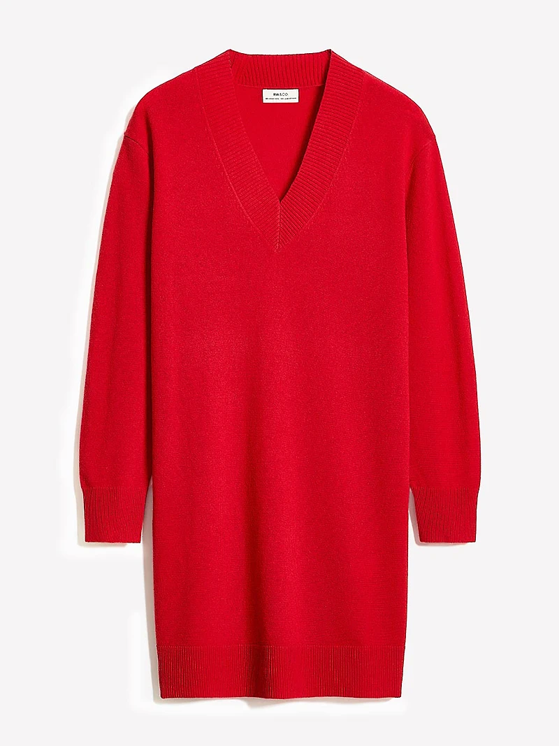 Robe en Laine Mérinos à Manches Longues et Col V