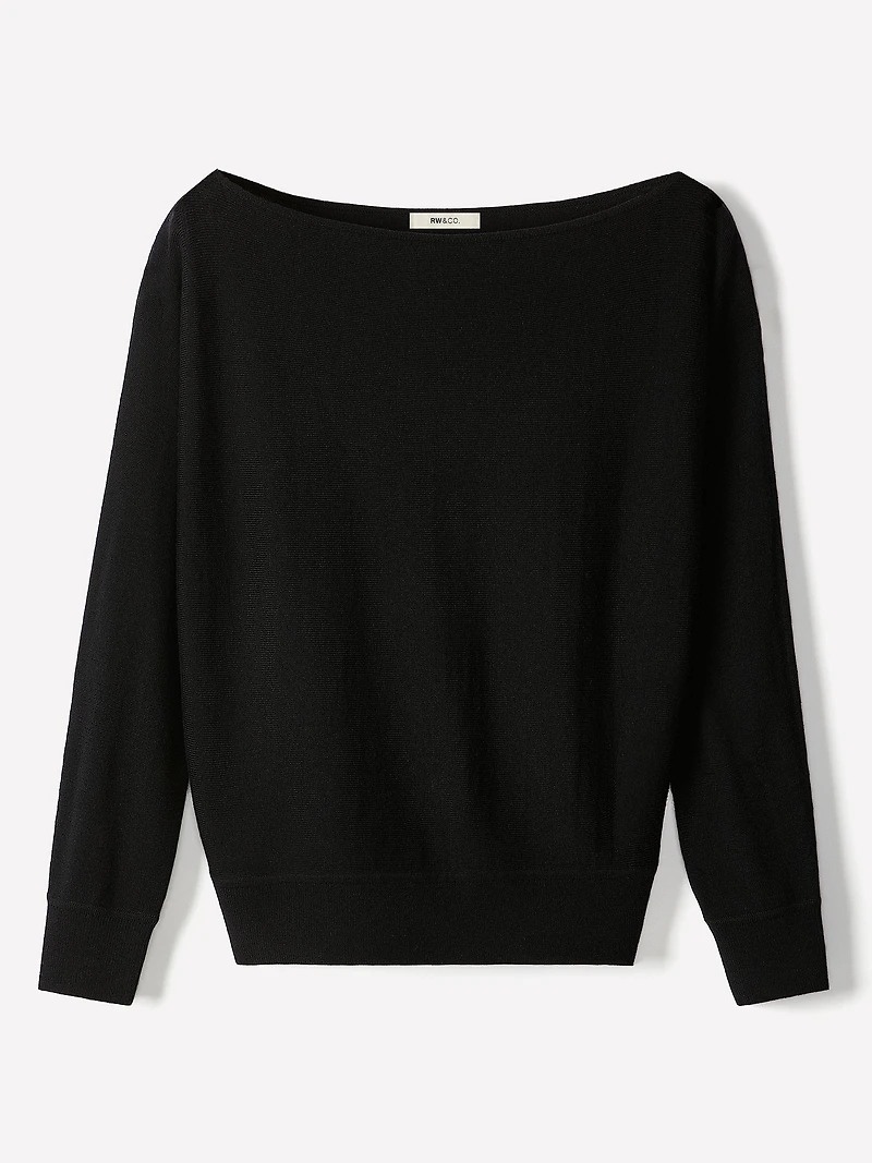 Long-Sleeve Off-the-Shoulder Merino-Wool Sweater