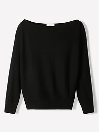 Long-Sleeve Off-the-Shoulder Merino-Wool Sweater