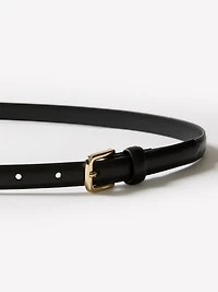 Slim Leather Belt with Square Buckle