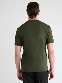 T-Shirt Uni à Col Rond en Coton Interlock