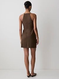 Sleeveless Boat-Neck Linen-Blend Midi Dress