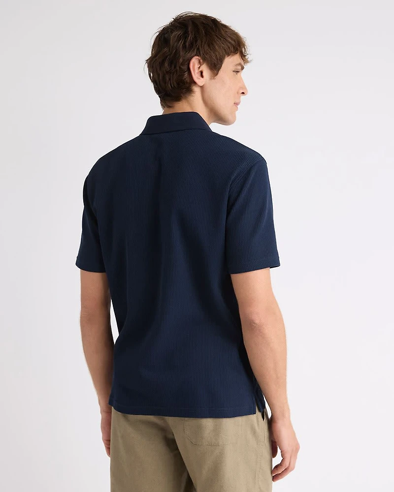 Short-Sleeve Ribbed Half-Zip Polo