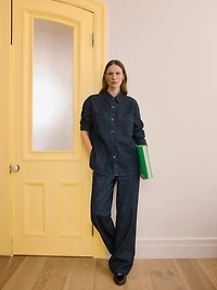 High-Rise Wide-Leg Denim Trousers