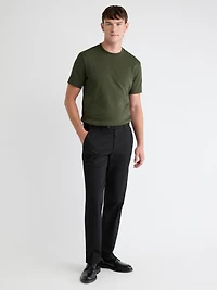 T-Shirt Uni à Col Rond en Coton Interlock