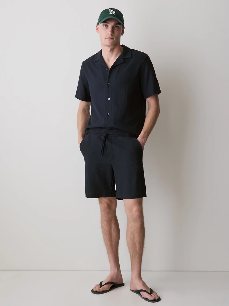 Short en Tricot Côtelé à Taille Élastique