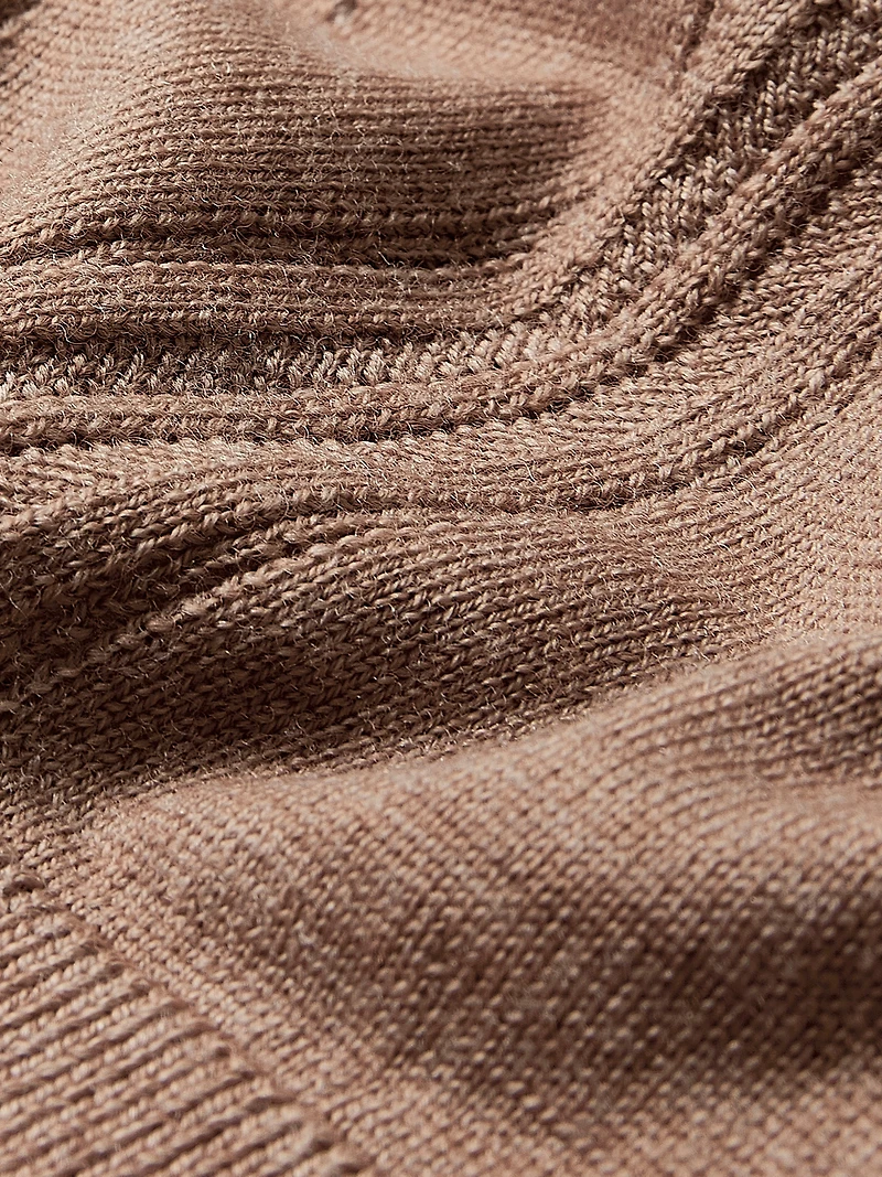 Cardigan en Laine Mérinos à Col Chemisier et Manches Courtes