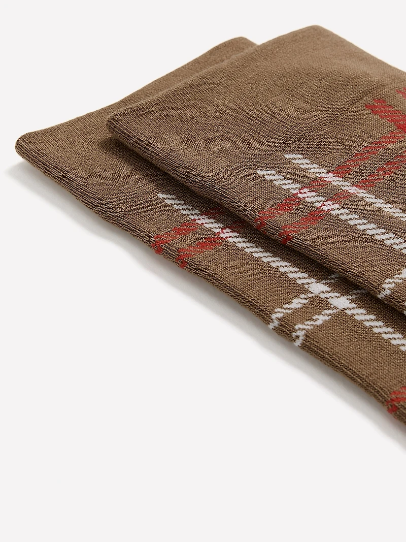 Bas Mi-Mollet à Motif Carreauté