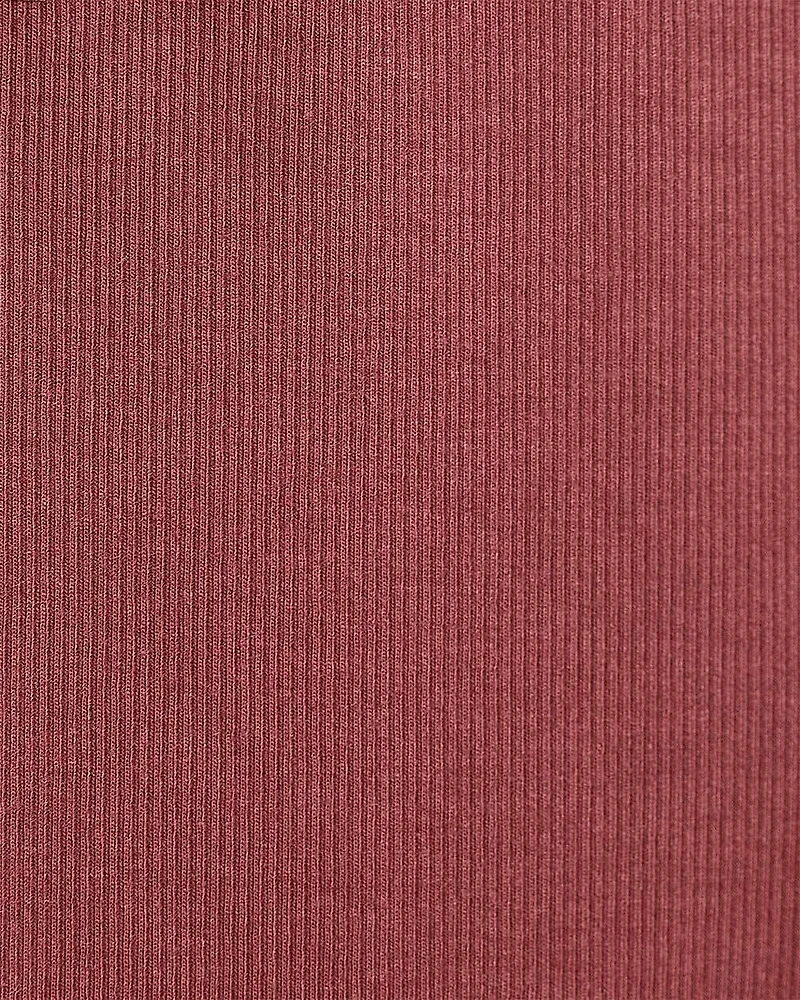 Haut Côtelé à Col V avec Manches Courtes Volants