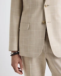 Tailored-Fit Checkered Taupe Suit Blazer