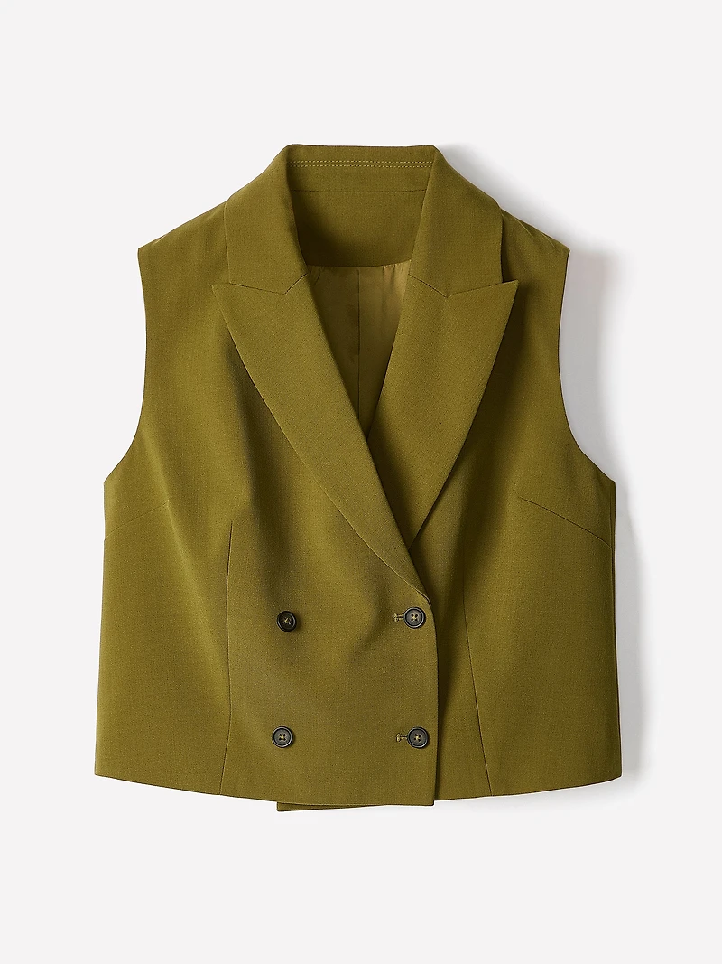 Sleeveless Double-Breasted Vest