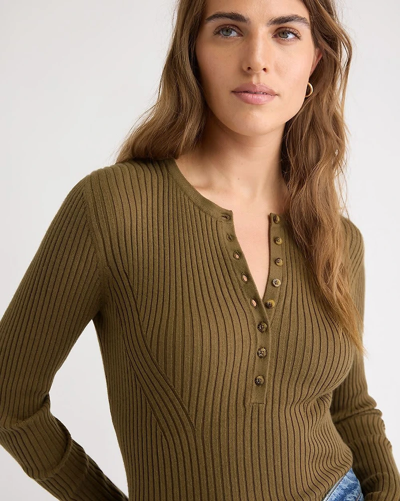 Long-Sleeve Ribbed Sweater