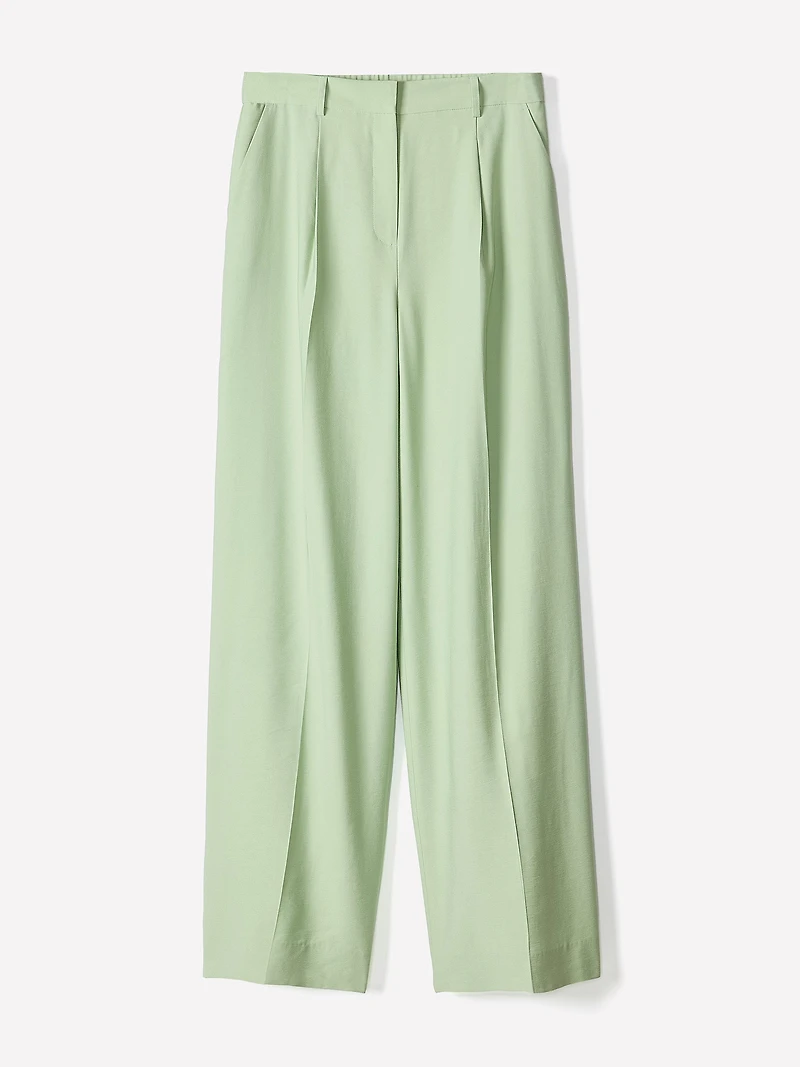 Pantalon à Jambe Large et Taille Haute Élastique au Dos